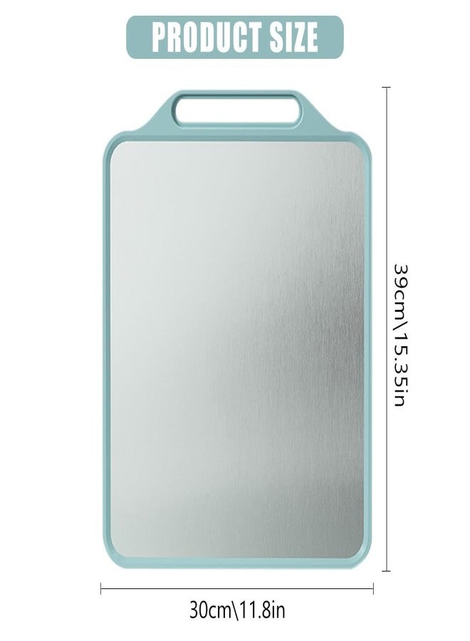 JEMICA Double-Sided Stainless Steel Cutting Boards for Kitchen, Metal Cutting Board and Wheat Straw Cutting-Board, Large 15.5" × 12", Chopping Boards with Handle and Juice Troughe, Dishwasher Safe - Image 2